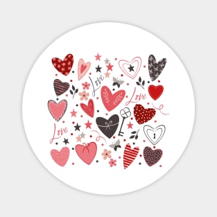 Love Hearts, Valentine's Day Scrapbooking Elements, Romantic Magnet